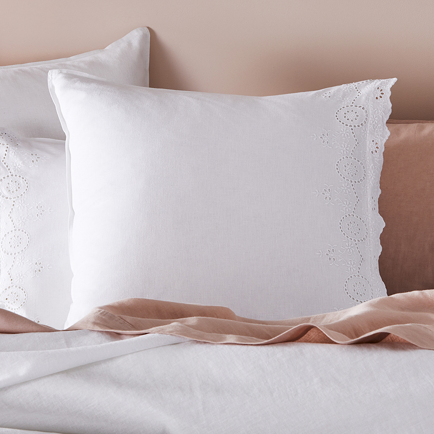 Broderie anglaise pillowcases sale store