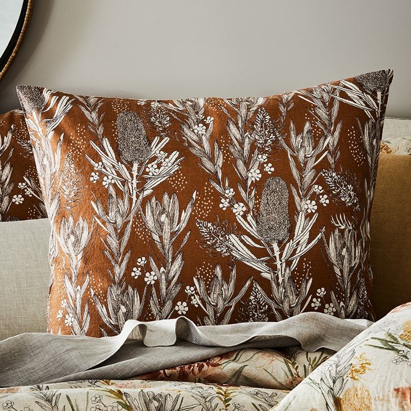 Native Floral Clay Quilted Pillowcase