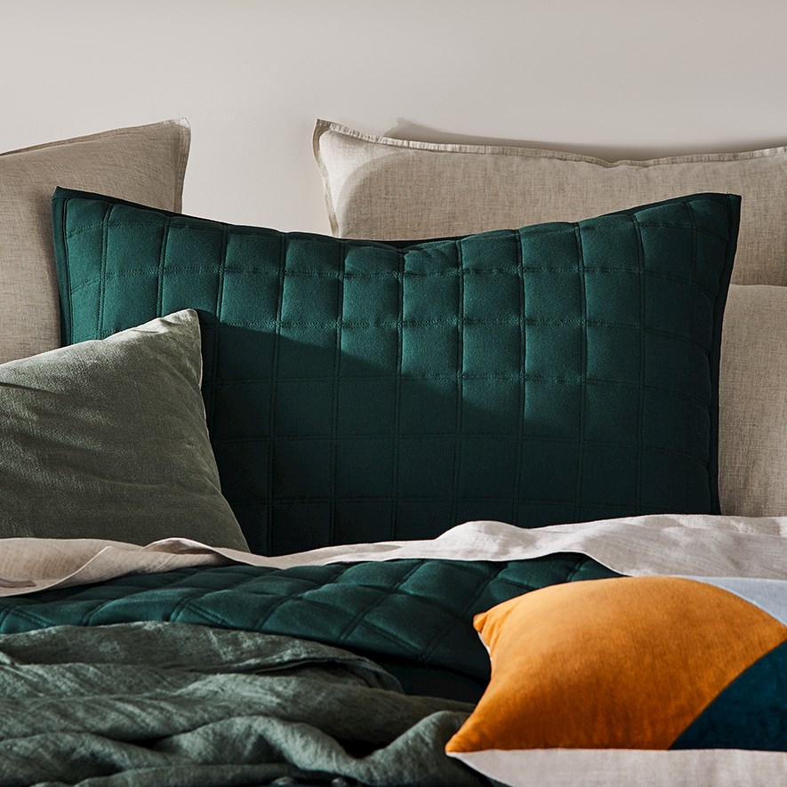Murphy Quilted Jersey Bottle Green Pillowcase Adairs