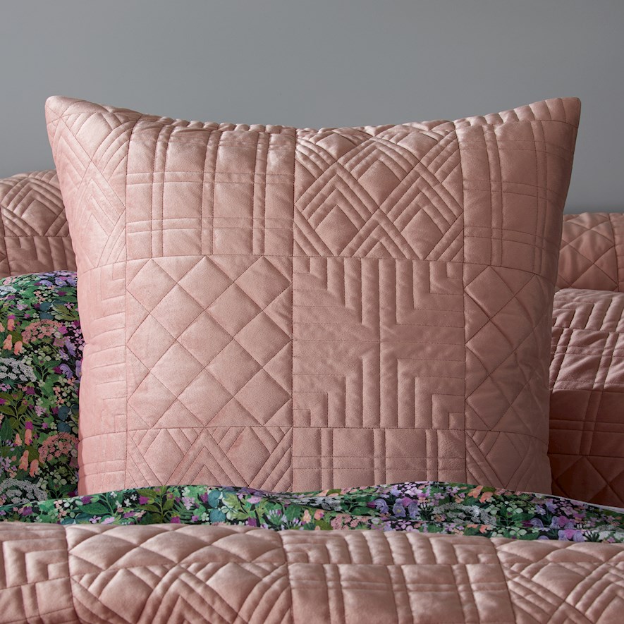 Florence Velvet Quilted Blush Pillowcase Adairs