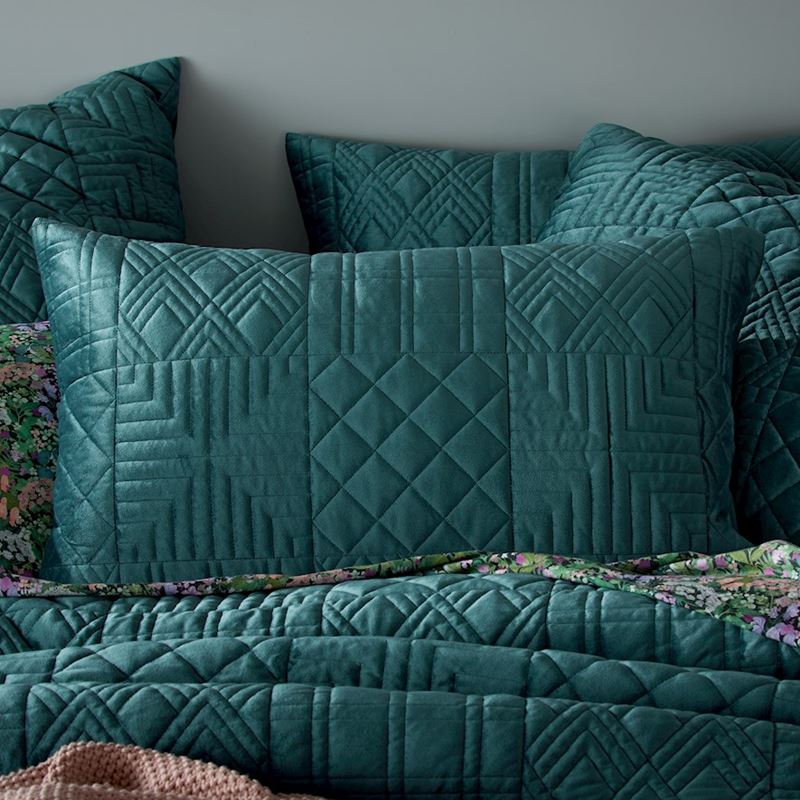 Florence Velvet Quilted Teal Pillowcase