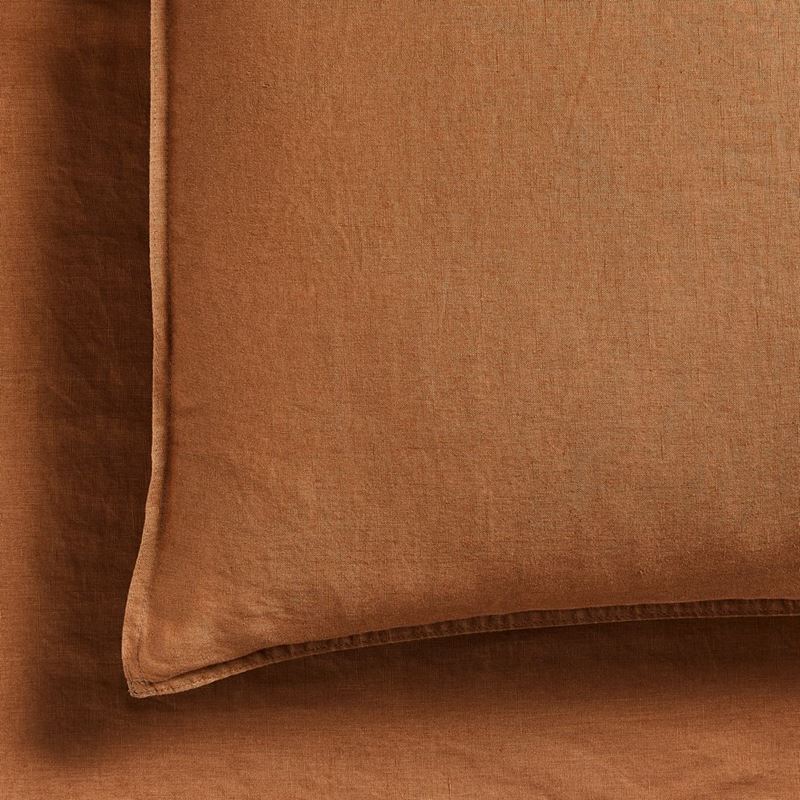 Vintage Washed Linen Caramel Pillowcase