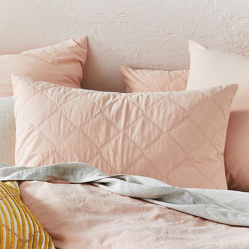 Stonewashed Cotton Apricot Quilted Pillowcase