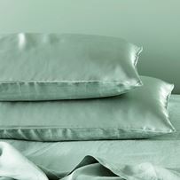 Vintage Washed Linen Silk Eucalyptus Pillowcase Pair