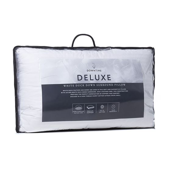 Deluxe White Duck Down Surround King Pillow 