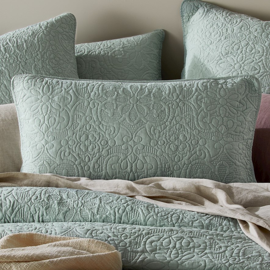 Chloe Quilted Sage Quilt Cover Adairs