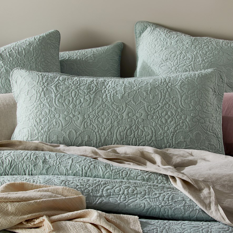 Chloe Quilted Sage Quilt Cover Adairs