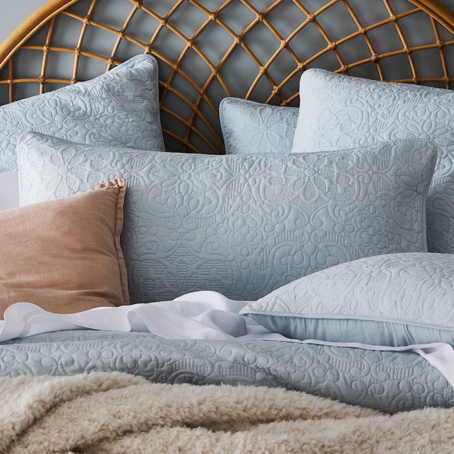 Chloe Quilted Silver Blue Quilt Cover Adairs