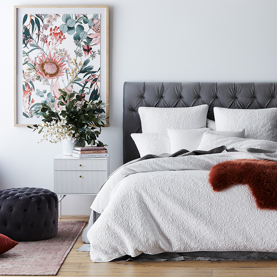 quilted white bedding