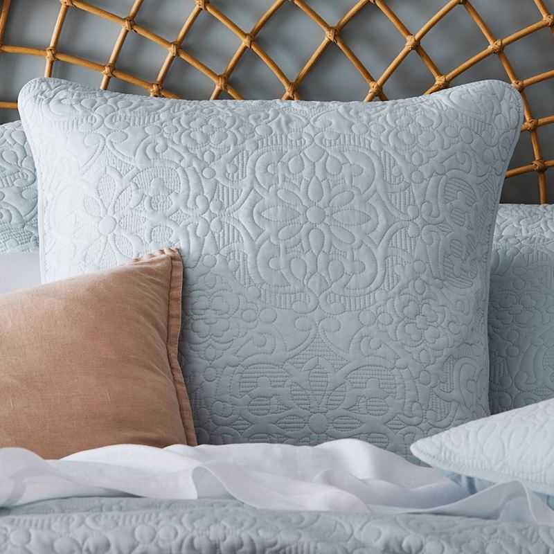 Chloe Quilted Silver Blue Coverlet