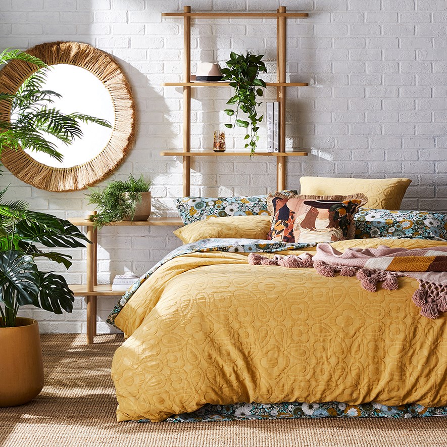 Josie Matelasse Mustard Quilt Cover Adairs