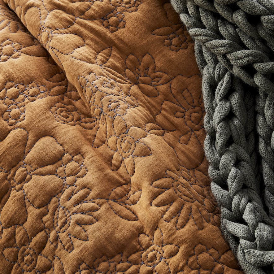 Callie Quilted Cinnamon Quilt Cover Adairs