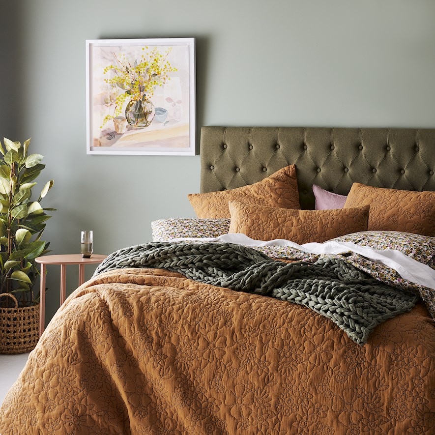 Callie Quilted Cinnamon Quilt Cover Adairs