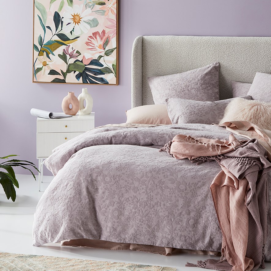 Gemma Matelasse Mauve Quilt Cover Adairs