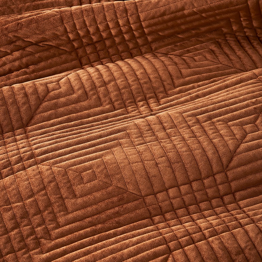 Ellery Velvet Quilted Rust Quilt Cover Adairs