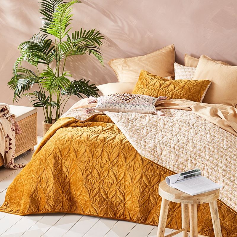 Krisha Gold Quilted Coverlet