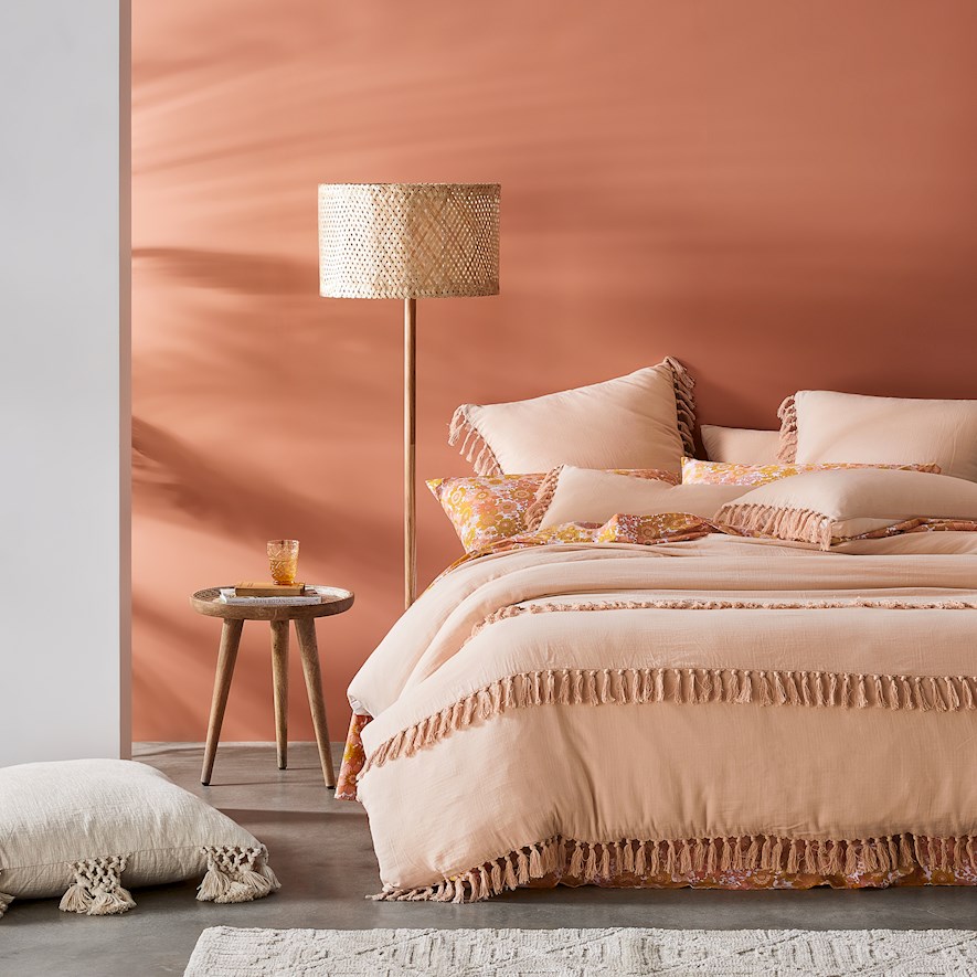 Erin Tassel Dusty Pink Quilt Cover Set + Separates Adairs