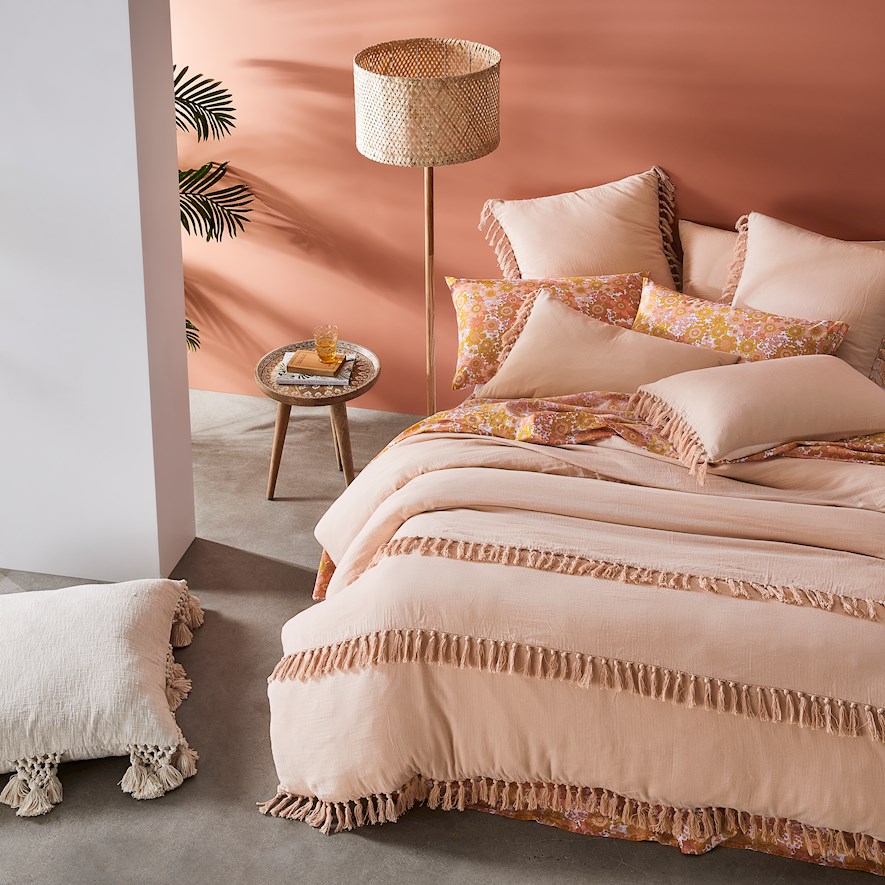 Erin Tassel Dusty Pink Quilt Cover Set + Separates Adairs