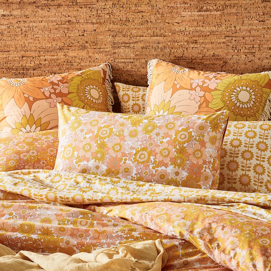 Cynthia Floral Golden Quilt Cover Set Adairs