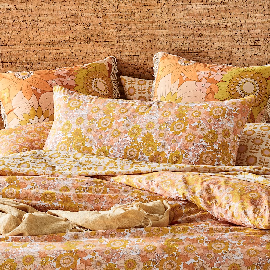 Cynthia Floral Golden Quilt Cover Set Adairs