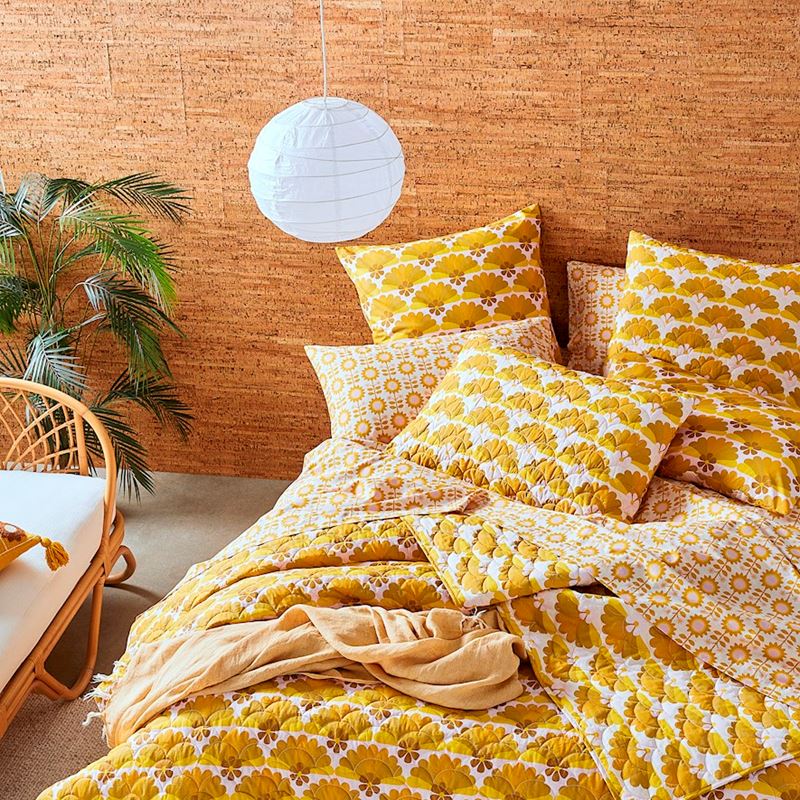 Martha Quilted Golden Coverlet