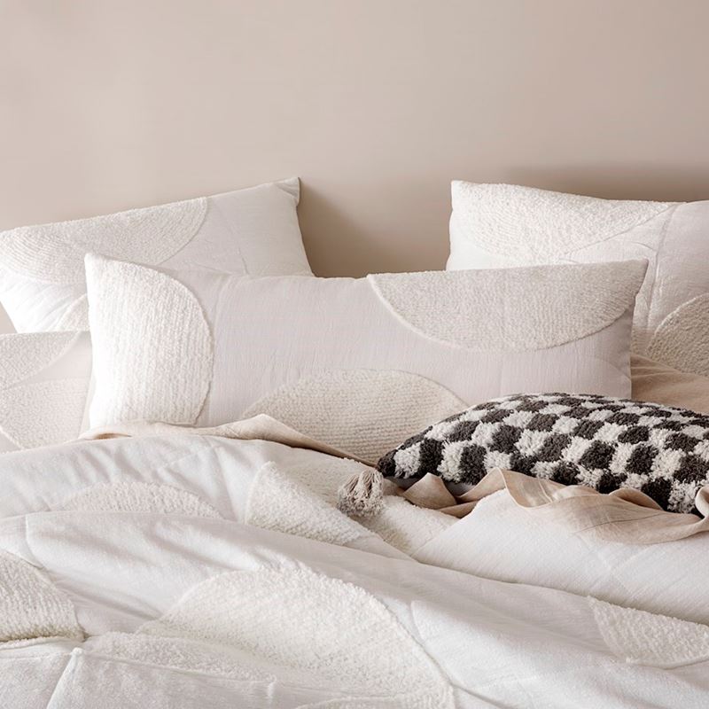 Luna Chenille Off White Quilted Quilt Cover + Pillowcases