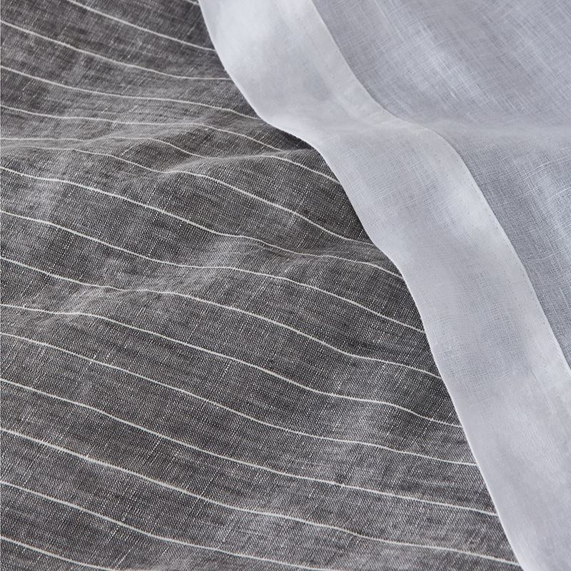 Vintage Washed Linen Grey Marle & White Stripe Quilt Cover 