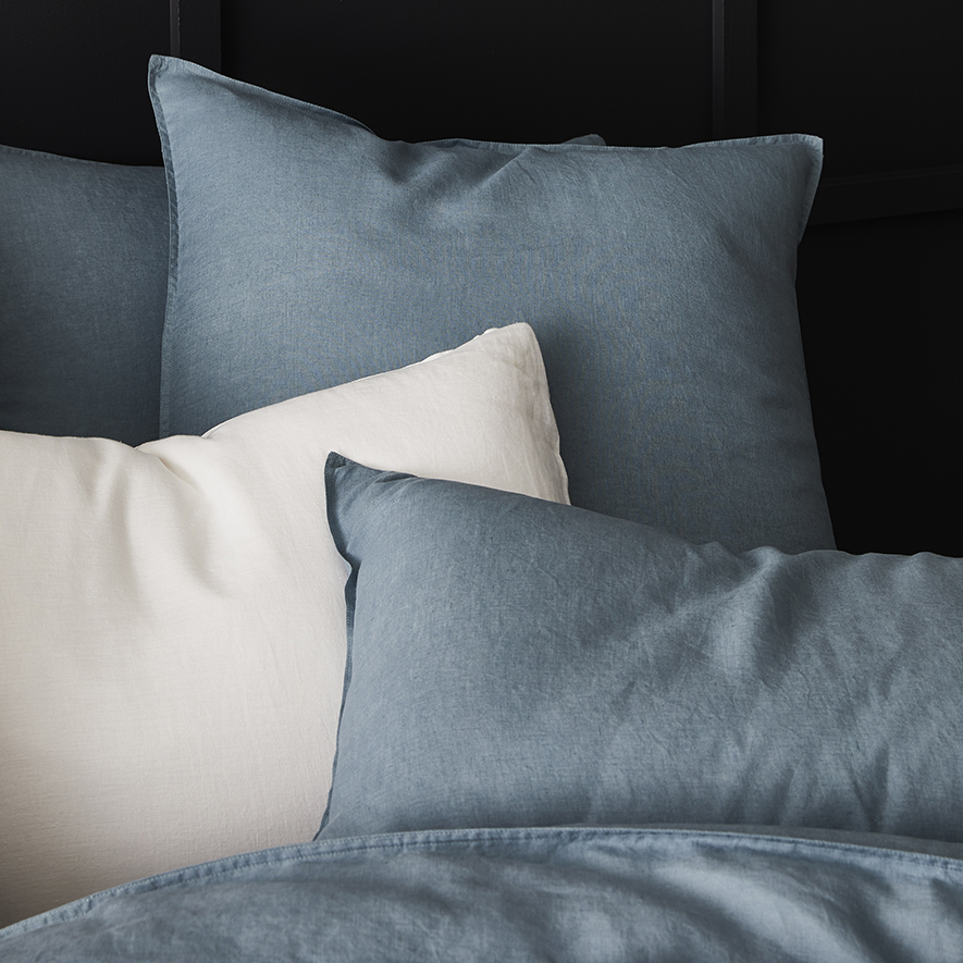 Vintage Washed Linen Quilt Cover Storm Blue Adairs