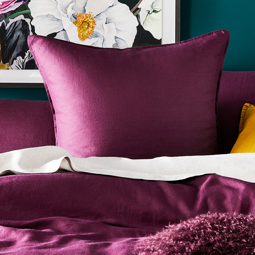 Vintage Washed Linen Wine Quilt Cover Adairs