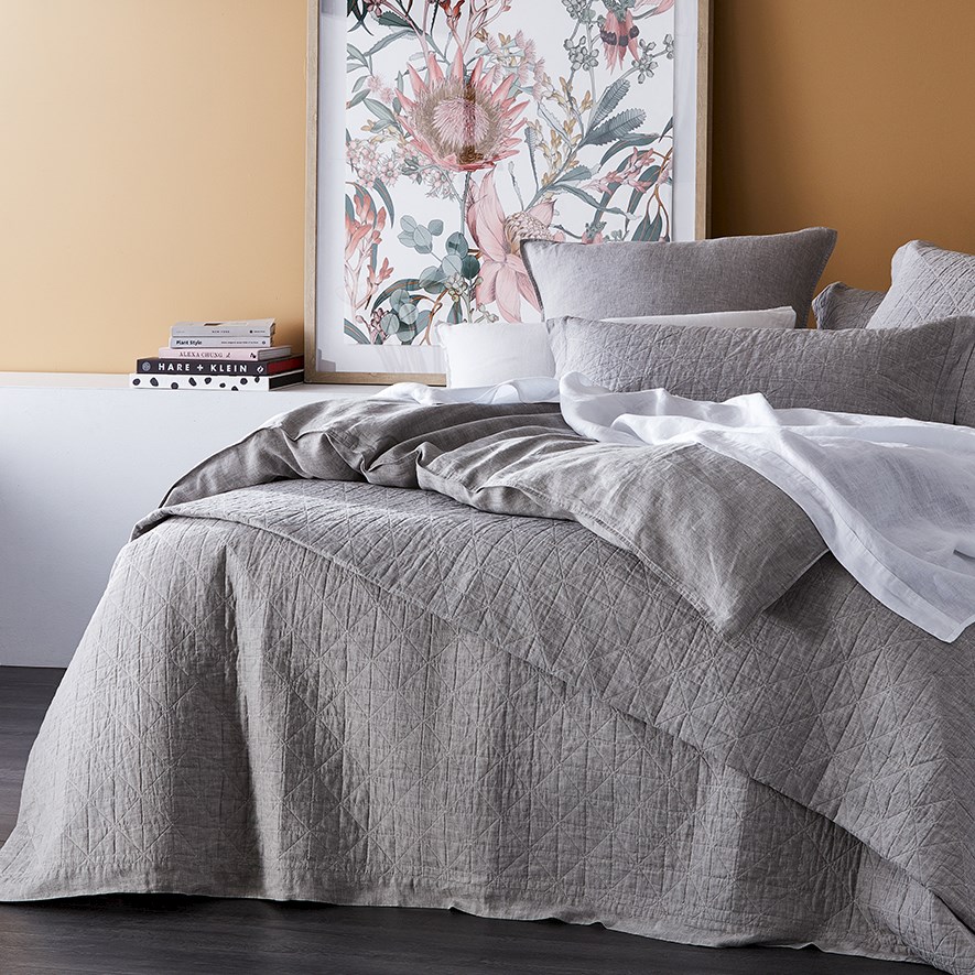 Home Republic Vintage Washed Linen Quilted Coverlet Bedroom Adairs
