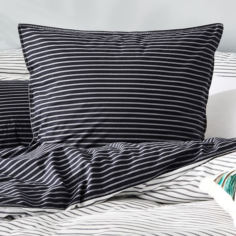 Stonewashed Printed Cotton Black Stripe Quilt Cover