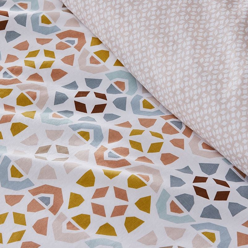 Stonewashed Printed Cotton Moroccan Geo Quilt Cover