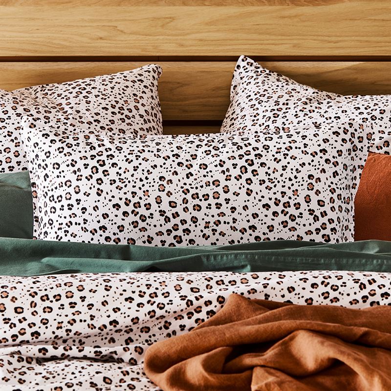 Stonewashed Printed Nude Leopard Quilt Cover