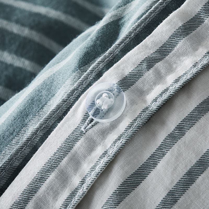 Stonewashed Printed Cotton Sage Stripe Quilt Cover