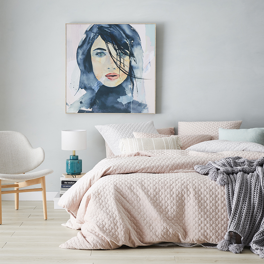 Duke Quilted Velvet Quilt Cover Dusty Pink Adairs