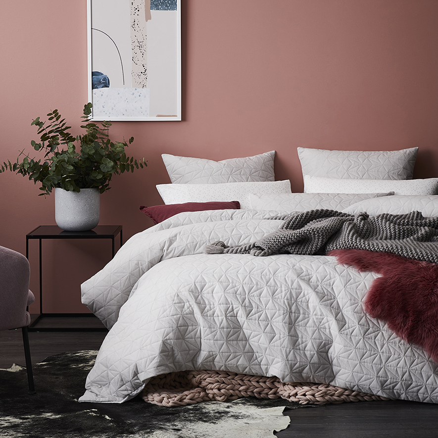 Fleck Flannelette Quilted Quilt Cover Set Silver Adairs