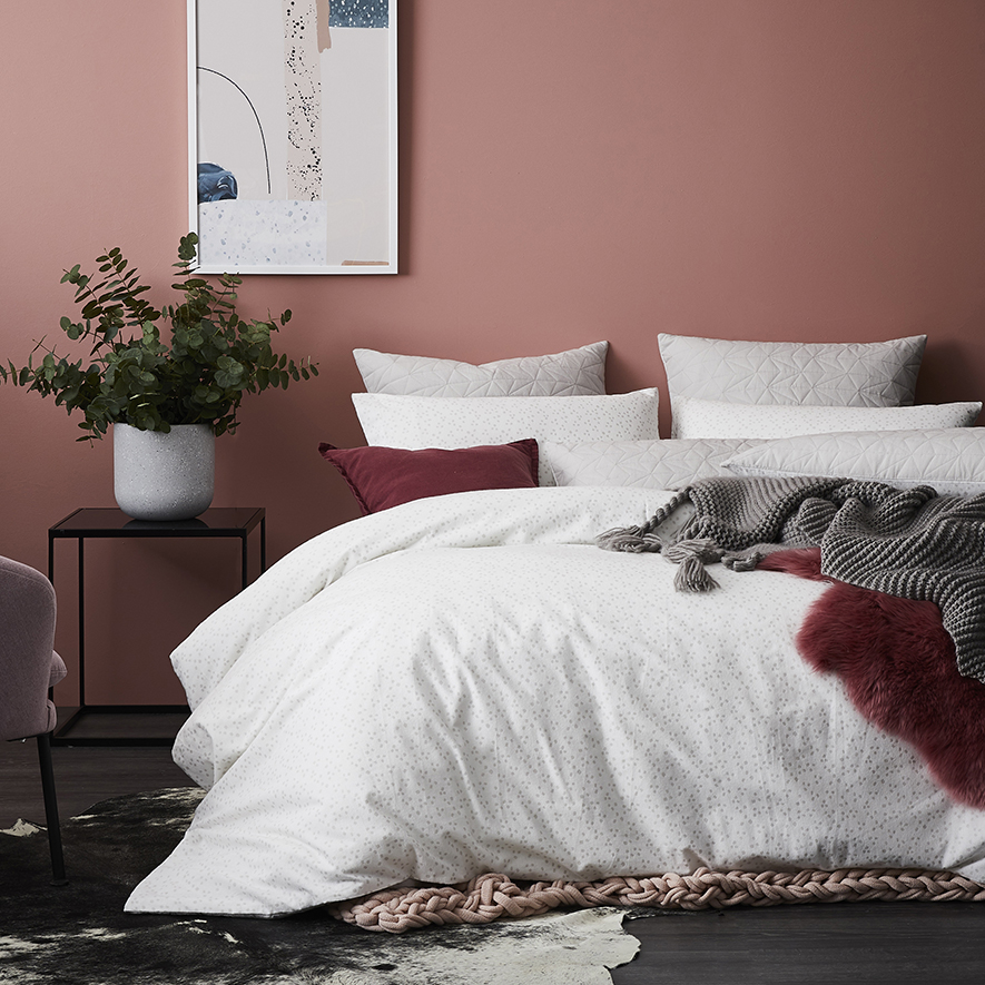 Fleck Flannelette Quilted Quilt Cover Set Silver Adairs