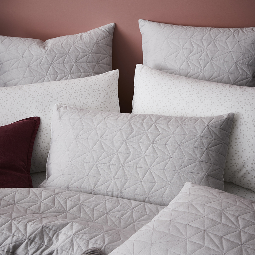 Fleck Flannelette Quilted Quilt Cover Set Silver Adairs