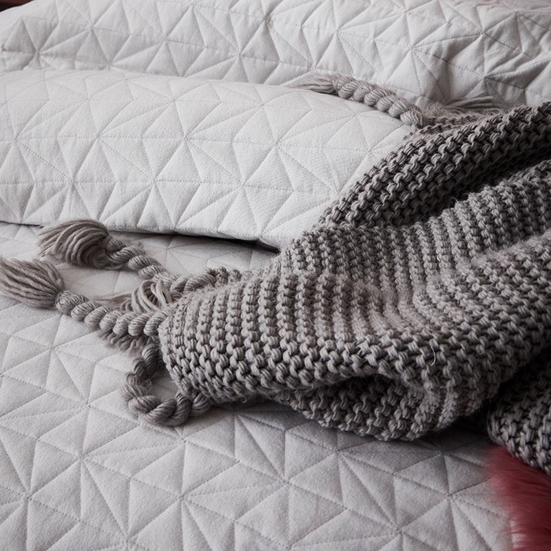 Fleck Flannelette Quilted Quilt Cover Set Silver