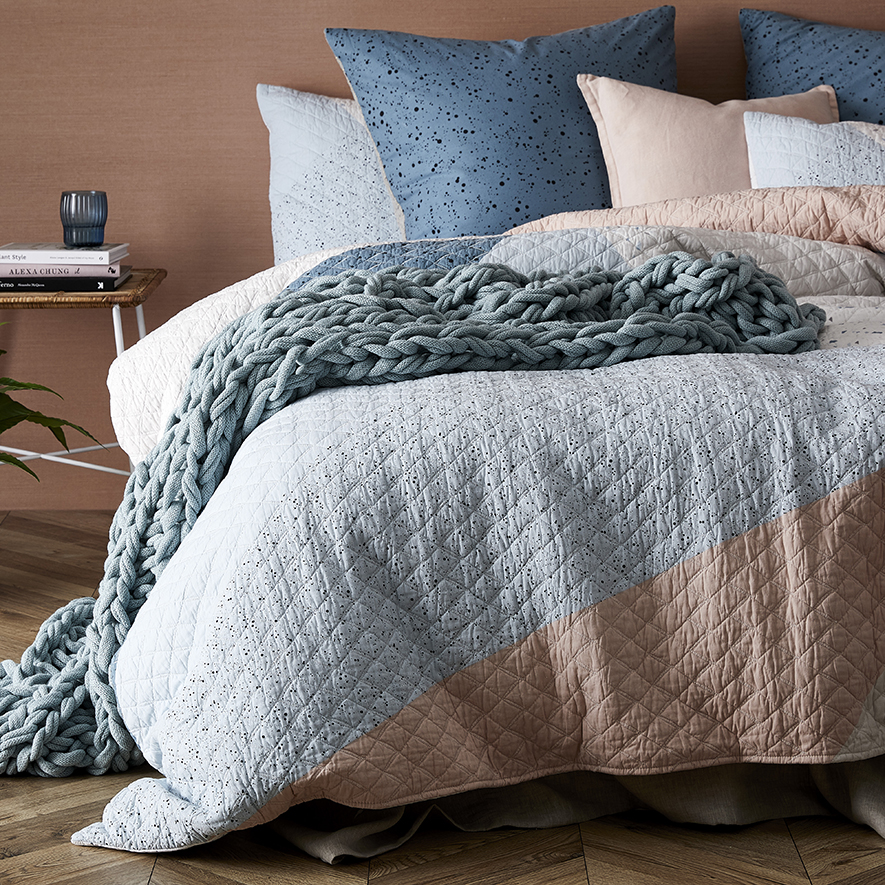 Remi Blue Quilted Quilt Cover Separates Adairs