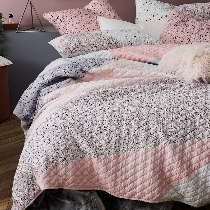 Remi Blush Quilted Quilt Cover Separates Adairs