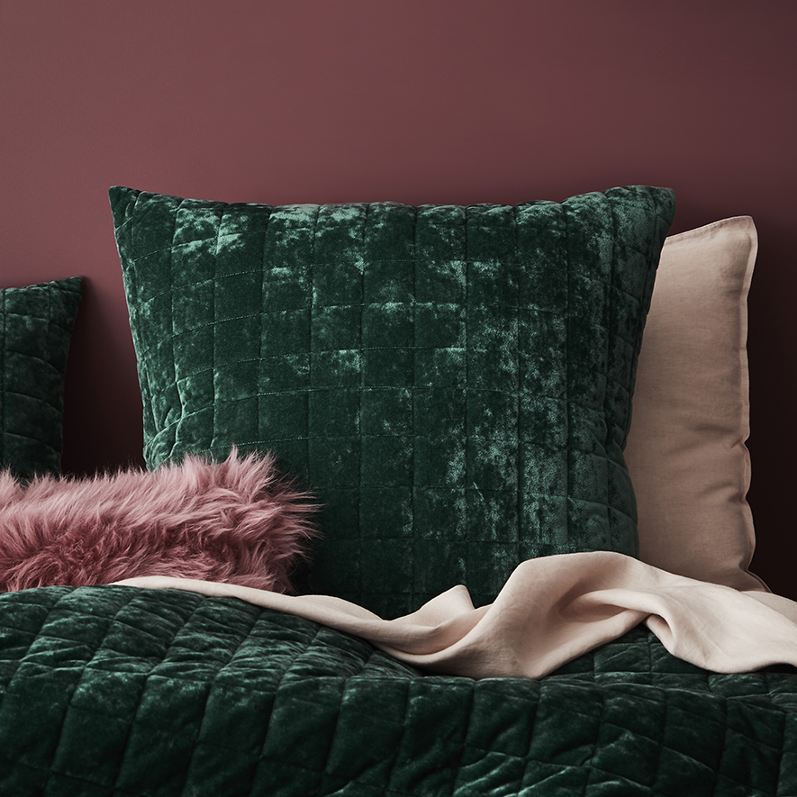 York Velvet Emerald Quilted Quilt Cover Separates Adairs