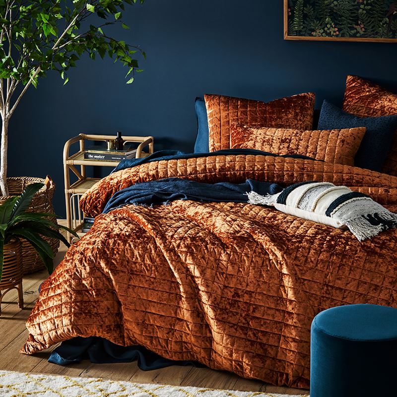 York Quilted Velvet Tobacco Quilt Cover