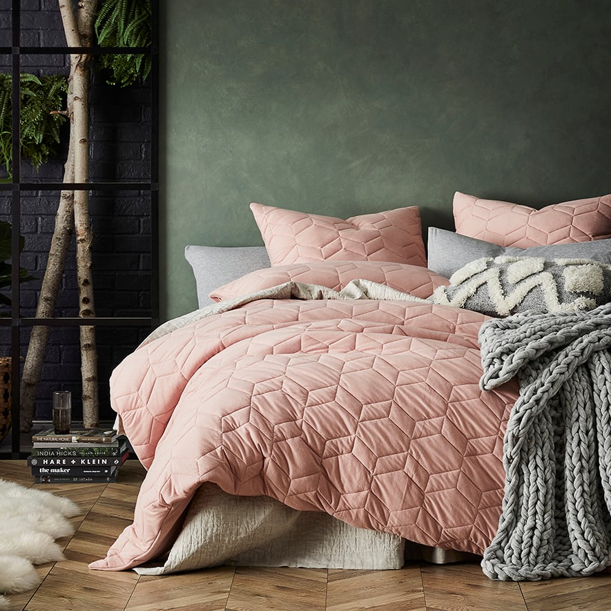 Hampton Bamboo Quilted Quilt Cover Dusty Pink Adairs