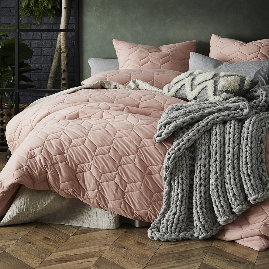 Hampton Bamboo Quilted Quilt Cover Dusty Pink Adairs