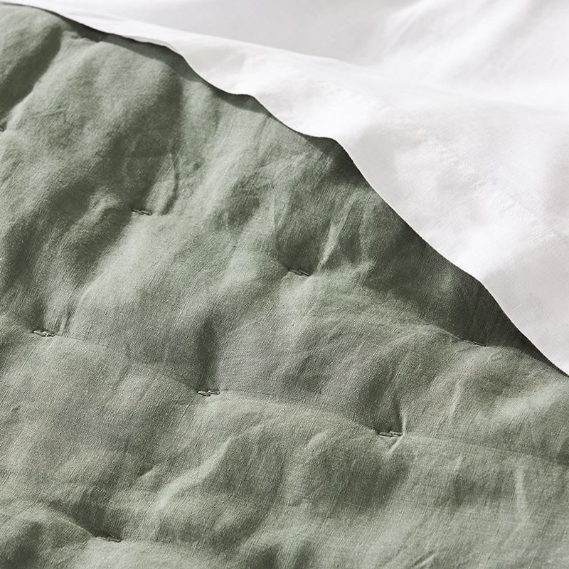 Vintage Washed Linen Quilted Khaki Quilt Cover
