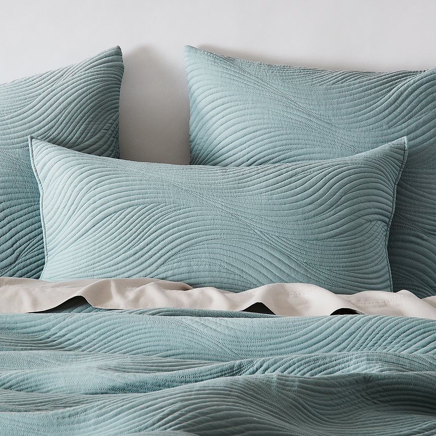 Ripple Quilted Sage Quilt Cover Adairs