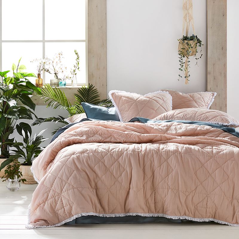 Amelie Quilted Pale Pink Quilt Cover