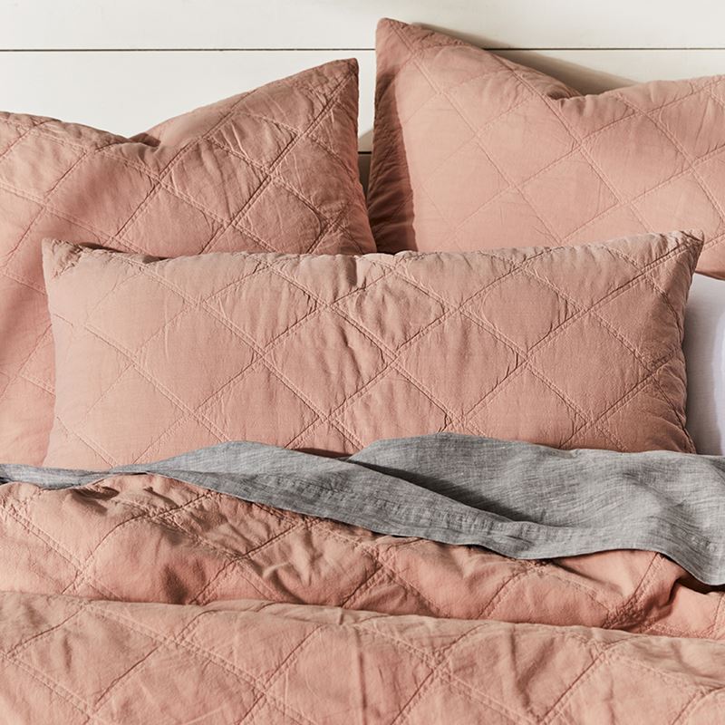 Stonewashed Cotton Dusty Pink Quilted Coverlet