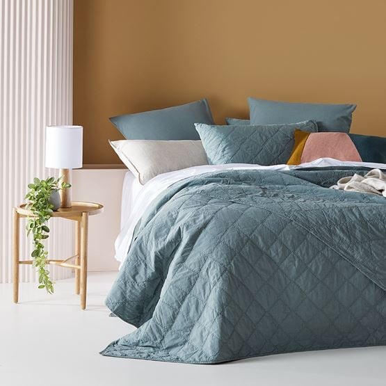 Stonewashed Cotton Sage Quilted Coverlet Separates